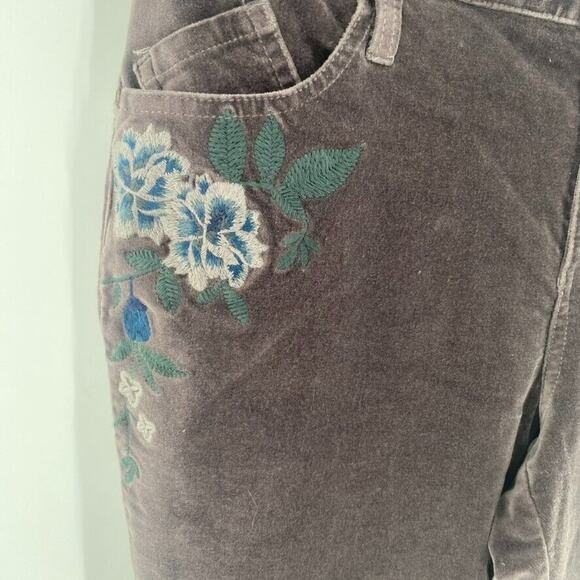 Sundance Velvet‎ Straight Leg Pants Womens Sz 30 Gray Floral Embroidered Cotton - Picture 5 of 14